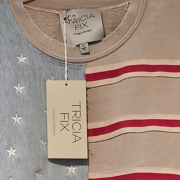 Free People X Tricia Fix Flag Sweatshirt NWT XL MSRP $298 *must have* SOLD OUT - Picture 4 of 14